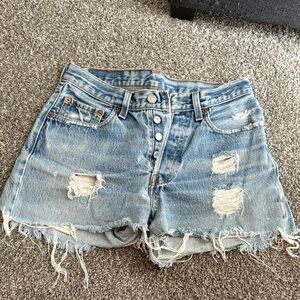 Levi's Light Blue Distressed Jean Shorts